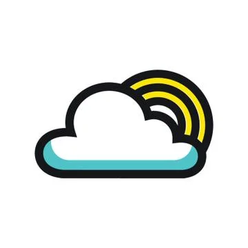 Rainbow With Clouds Icon Иллюстрация