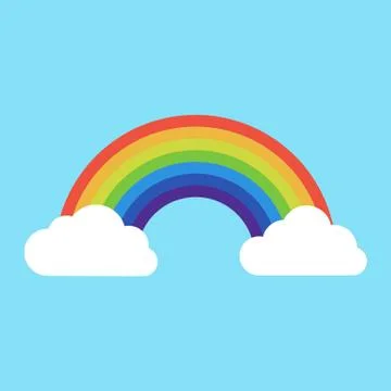 Rainbow with clouds icon. isolated on background. Vector illustration. Illustrazione stock