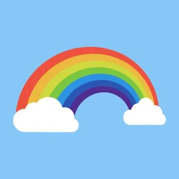 Rainbow with clouds icon. isolated on background. Vector illustration. Illustrazione stock