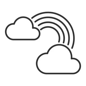 Rainbow clouds icon in line design. rainbow, clouds, weather, sky, climate Stock Illustration