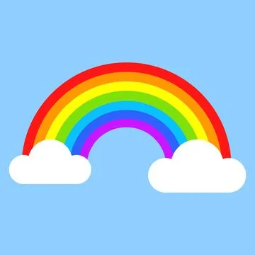 Rainbow with clouds. Ilustración de archivo