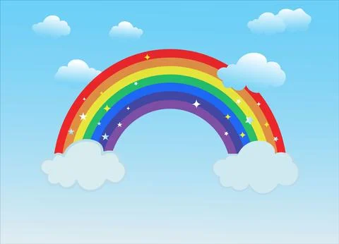 Rainbow with clouds Stock Illustration