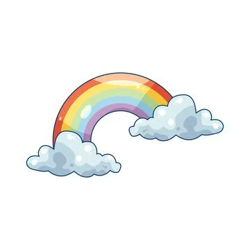 Rainbow with clouds Stock Illustration