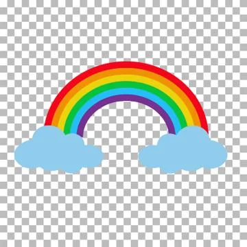 Rainbow with clouds isolated on transparent background. cartoon rainbow betwe Stock Illustration