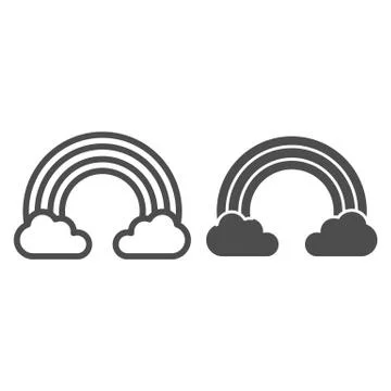 Rainbow in clouds line and glyph icon. Sky vector illustration isolated on white Stock Illustration