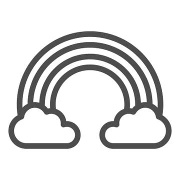 Rainbow in clouds line icon. Sky vector illustration isolated on white. Nature イラスト素材