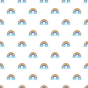 Rainbow with clouds pattern Illustrazione stock