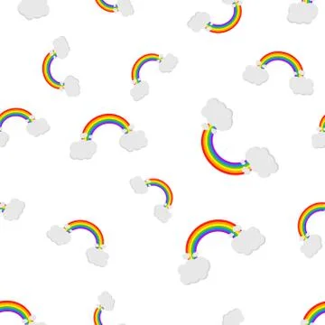 Rainbow with clouds seamless pattern background icon. Business flat vector il Illustrazione stock