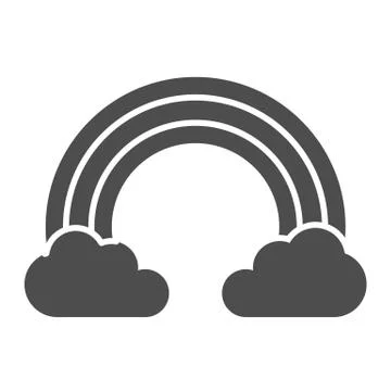 Rainbow in clouds solid icon. Sky vector illustration isolated on white. Nature Stock Illustration