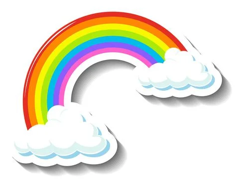 Rainbow with clouds sticker Stock Illustration