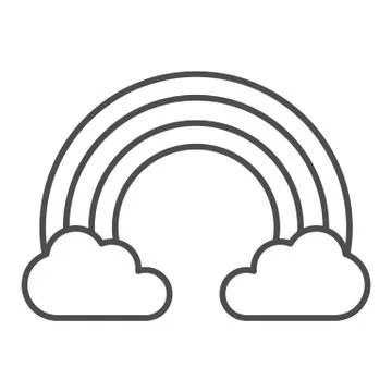 Rainbow in clouds thin line icon. Sky vector illustration isolated on white Stock Illustration