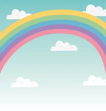 Rainbow with clouds vector design Illustrazione stock