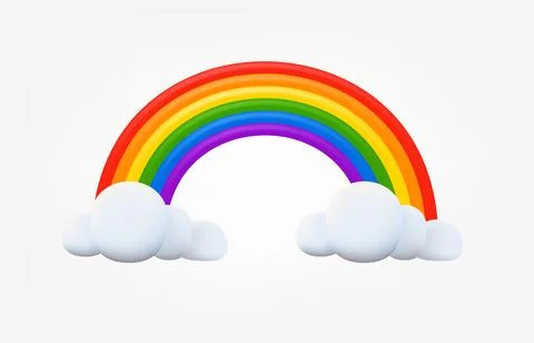 Rainbow with clouds weather concept. Forecast 3d vector illustration isolat.. Illustrazione stock