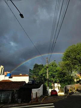 Rainbow in a cloudy sky Stock Photos