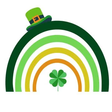 Rainbow, clover leaf and hat. Vector illustration for St. Patrick's Day Stock Illustration
