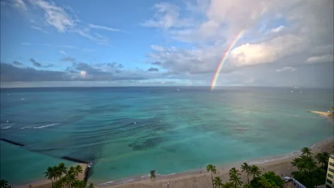 Rainbow off the coast of Oahu - 4k Stock-Footage 220819258