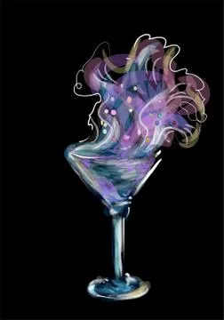 Rainbow cocktail on black Stock Illustration