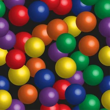 Rainbow Color Balls Seamless Pattern on Black Stock Illustration