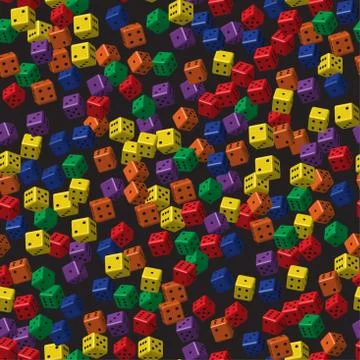 Rainbow Color Dice Seamless Pattern, 3D Illustration Иллюстрация