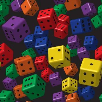 Rainbow Color Dice Seamless Pattern, 3D Illustration Иллюстрация