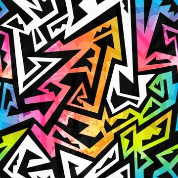 Rainbow color geometric seamless pattern Stock Illustration