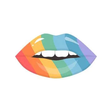 Rainbow color lips. LGBT equal rights movement and gender equality concept. Stock Illustration