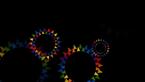 Rainbow color party flags on black background - loop, alpha, 4K Stock Footage 92153647