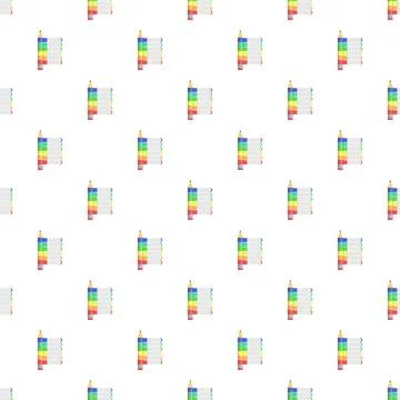 Rainbow color pencil list checkboxes seamless pattern Stock Illustration