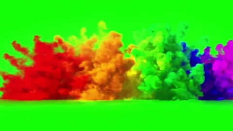 Rainbow Color Powder Explosion Burst Green Screen Stock Footage 340635888