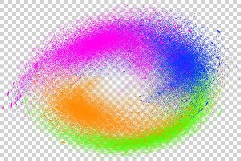 Rainbow Color Powder Ring Explosion Isolated on Transparent Background PNG Stock Illustration