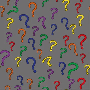 Rainbow Color Question Marks Seamless Pattern, 3D Illustration Illustrazione stock