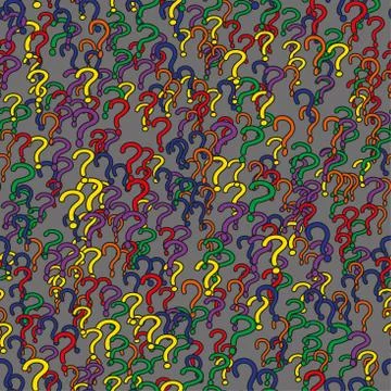 Rainbow Color Question Marks Seamless Pattern, 3D Illustration Illustrazione stock