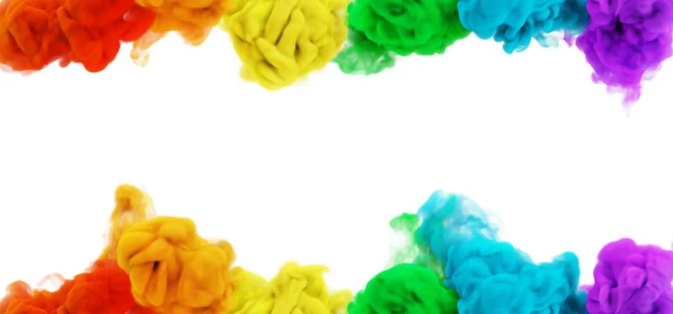 Rainbow color rame of puffs of magic fog or smoke Stock Illustration