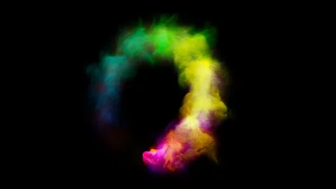 Rainbow color smoke flowing in a circle black. Stock Footage