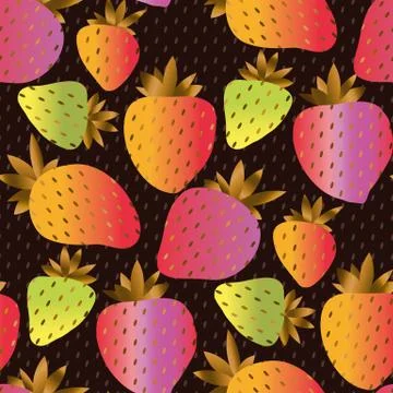 Rainbow color strawberry seamless pattern Stock Illustration