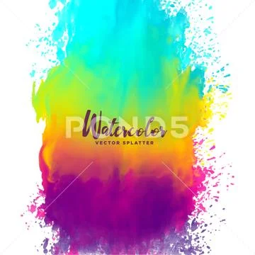 Rainbow color watercolor splash stain background Stock Illustration