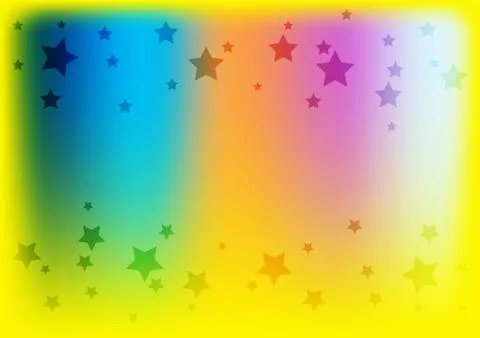 Rainbow colored abstract background with a sprinkling of stars Stock Illustration