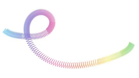 A rainbow colored abstract stripe with an ornate, looped shape reminiscent .. Stock Illustration