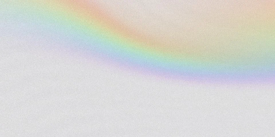 A rainbow colored arc on a textured white background is visible. Stock Illustration