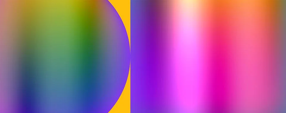A rainbow colored background with a yellow circle in the middle Stock Illustration