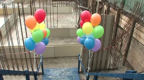 Rainbow colored balloons Stock Footage 5165040