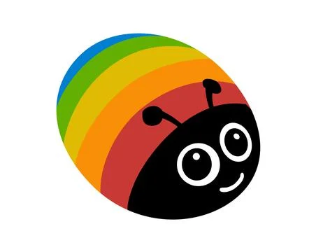 Rainbow-colored bug with big, friendly eyes. Stock Illustration