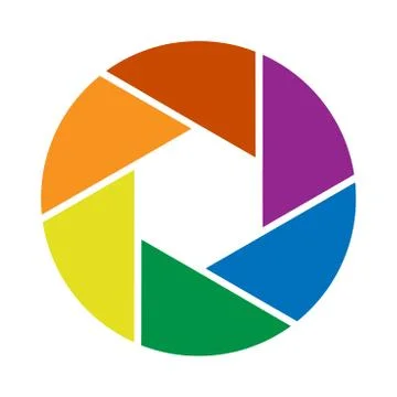 Rainbow colored camera aperture symbol vector illustration イラスト素材