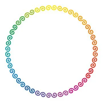 Rainbow colored Celtic double spirals forming a circle shaped frame Stock Illustration