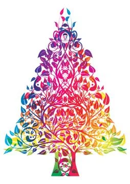 Rainbow colored christmas tree, eps10 vector illustration Stock Illustration