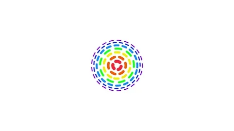Rainbow colored circular logo composed of dashed lines on a animation white.. Stock Footage 321997264