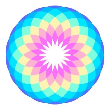 Rainbow colored circular mandala design Stock Illustration