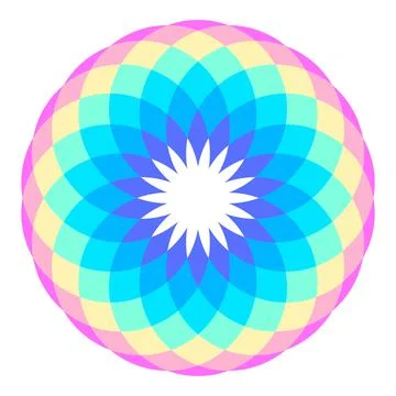 Rainbow colored circular mandala design Stock Illustration