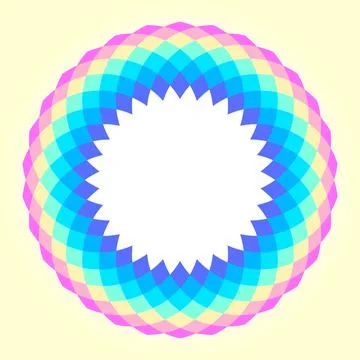 Rainbow colored circular mandala design Illustrazione stock