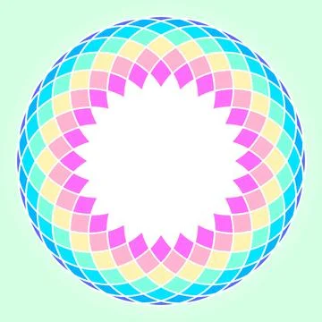 Rainbow colored circular mandala design Illustrazione stock